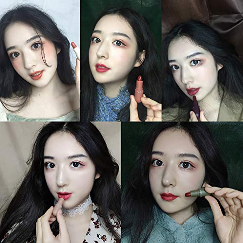 99AMZ 5 Pcs Barra de Labios Mate Set Mini Lápiz labial cápsula Lip Bar Duradero Pintalabios Hidratante Nutritiva Fijas Bálsamo Granate Rojo Set de Cosméticos Resistente al agua Brillos labiales (#1)