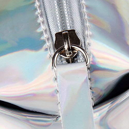 99AMZ Bolsa de la Escuela Estuche Bolso de Cosméticos Portatil  Neceser de Maquillaje Pequeño Impermeable Viaje Baño Neceser De Viaje para Chico Chica Adolescente Mujer Niñas Bolso (Plateado)