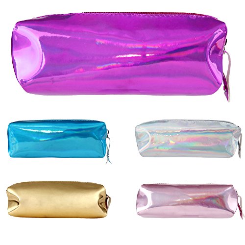99AMZ Bolsa de la Escuela Estuche Bolso de Cosméticos Portatil  Neceser de Maquillaje Pequeño Impermeable Viaje Baño Neceser De Viaje para Chico Chica Adolescente Mujer Niñas Bolso (Plateado)