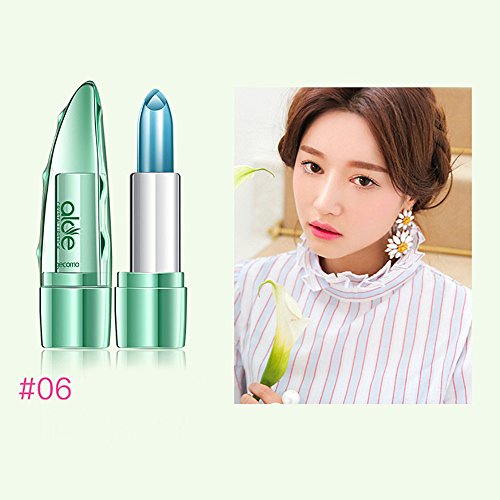 99AMZ Lápiz Labial Natural Aloe Vera Pintalabios Long Lasting Color Temperatura Cambio Hidratante Lápiz Labial Fijas Resistente al agua Barra de labios Brillo Bálsamo para Los Labios Hidratación (F)