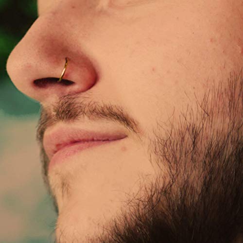 9K Amarillo Oro Calibre 22-8MM de di?Metro aro Abierto Continuo Anillo de la Nariz Nariz Piercing