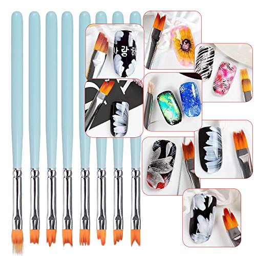 9pcs Pinceles Uñas Nail Art Brushes Cepillo de Esponja Doble Punta con 4 Cabezales de Repuesto Herramienta de Manicura Pincel Degradado para Aplicar Gel UV Decoración Arte Uñas