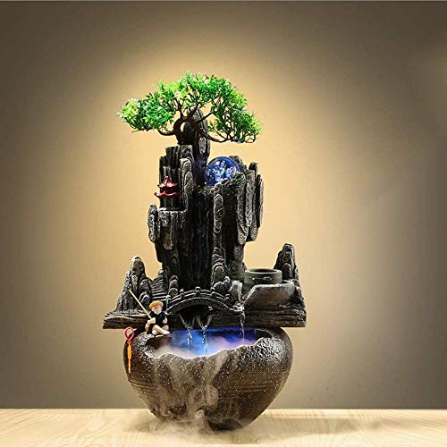 A-Generic Fontaine d Eau intérieur Tabletop Fontaine Cascading Tabletop Simulations Roche Cascades Perles Rotating Bureau Fontaine (Taille : with Atomization)-Without_Atomization