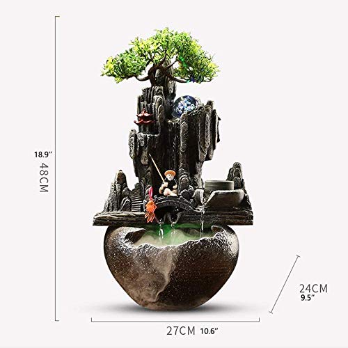 A-Generic Fontaine d Eau intérieur Tabletop Fontaine Cascading Tabletop Simulations Roche Cascades Perles Rotating Bureau Fontaine (Taille : with Atomization)-Without_Atomization