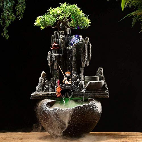 A-Generic Fontaine d Eau intérieur Tabletop Fontaine Cascading Tabletop Simulations Roche Cascades Perles Rotating Bureau Fontaine (Taille : with Atomization)-Without_Atomization