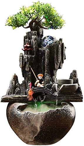 A-Generic Fontaine d Eau intérieur Tabletop Fontaine Cascading Tabletop Simulations Roche Cascades Perles Rotating Bureau Fontaine (Taille : with Atomization)-Without_Atomization