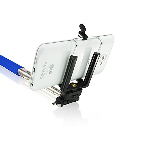 AAB Selfie Stick 1 - Azul - palo plegable, Trípode telescópico de Monopod para el teléfono inteligente Android de iOS