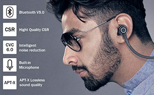Abafia Auriculares Bluetooth, Auricular Deportivo Inalámbricos Auriculares Bluetooth V5.0 con Magnética Diseño In-Ear para iPhone XR/XS/Huawei P30 / P30 Pro/Samsung S9 / S8 / Xiaomi (Negro)