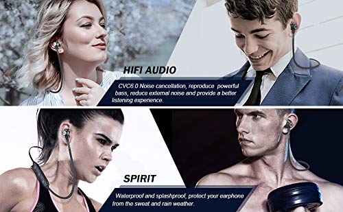 Abafia Auriculares Bluetooth, Auricular Deportivo Inalámbricos Auriculares Bluetooth V5.0 con Magnética Diseño In-Ear para iPhone XR/XS/Huawei P30 / P30 Pro/Samsung S9 / S8 / Xiaomi (Negro)