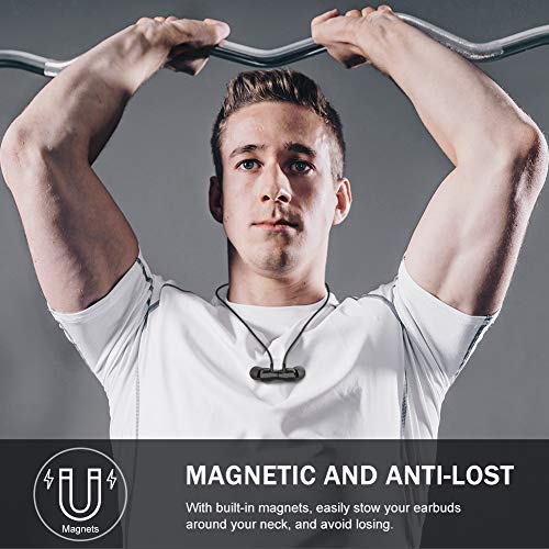 Abafia Auriculares Bluetooth, Auricular Deportivo Inalámbricos Auriculares Bluetooth V5.0 con Magnética Diseño In-Ear para iPhone XR/XS/Huawei P30 / P30 Pro/Samsung S9 / S8 / Xiaomi (Negro)