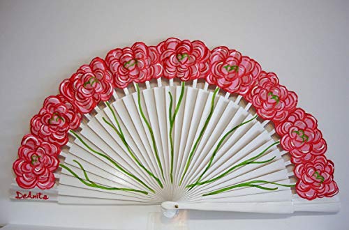 Abanico español/Abanico pintado a mano/Abanico flamenco/Abanico de madera/Abanicos Sevilla"Ramo de rosas"