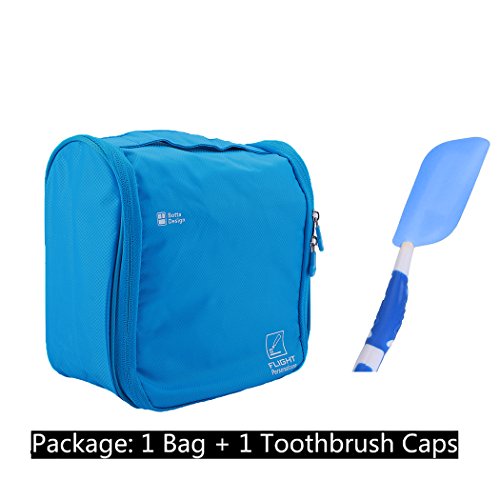 Abaría - 2 unidades bolso de aseo pare colgar con funda silicona de cepillo de dientes - azul