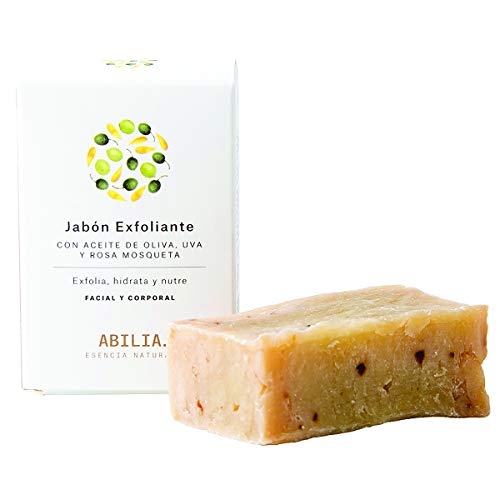 Abilia. Esencia Natural Jabón Exfoliante Suave Natural de Uso Diario Bio Ecológico Certificado, Pack de 1