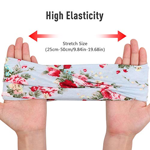 ABirdon 10 Pcs Diademas Mujer Boho Flor Vintage Impreso, Turbante Cinta de Pelo Mujer Elástico para la Mujer