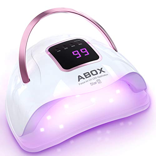 ABOX Lampara LED Uñas UV 72W con 4 Temporizadores (10s, 30s, 60s, 99s), Sensor Automático y Diseño Portátil, Secador de Uñas para Manicura/Pedicure Nail Art en el Hogar y el Salón
