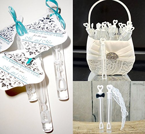 ABSOFINE Juego de 30 botecitos para pompas de jabón boda varita tubo de la burbuja Absofine corazón favor de la boda mesa decoración accesorios de fiesta