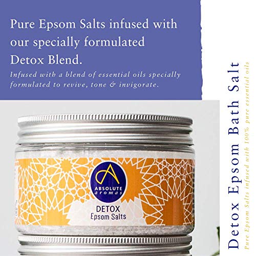 Absolute Aromas Set de paquete de sales de baño relajantes de Epsom - 3 x 300 g de lavanda, desintoxicación y relajación - Sulfato de magnesio infundido con aceites esenciales 100% puros