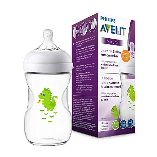 Accesorios de bebé naturales de Philips Avent, incluye 4 tetinas (2 de ellas para a partir de los 3 meses) y 2 biberones anticólicos (260 ml cada uno)