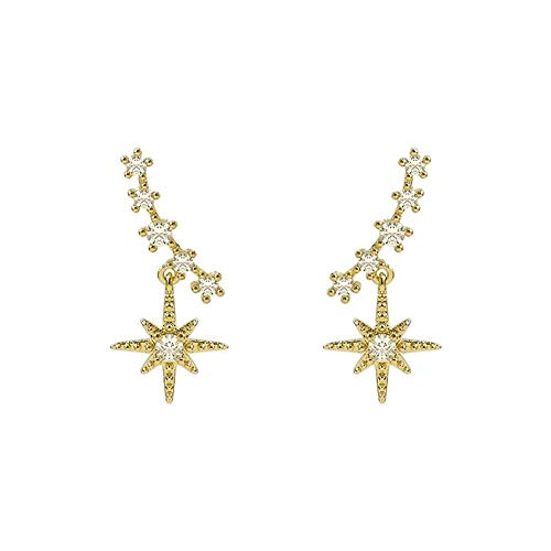 Accesorios de ropa destacados Bastante oído de la manera colgante de plata de la aguja francesa exquisita Lucky diamantes de ocho puntas de la estrella simple pendientes de la manera salvaje Más estil
