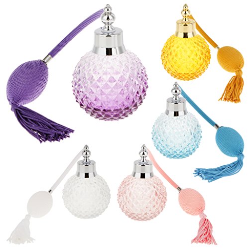 Accesorios Decorativos Botella Perfume Cristal Vidrio con Tubos Atomizador Aerosol Retornables - Púrpura