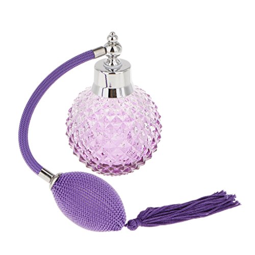 Accesorios Decorativos Botella Perfume Cristal Vidrio con Tubos Atomizador Aerosol Retornables - Púrpura