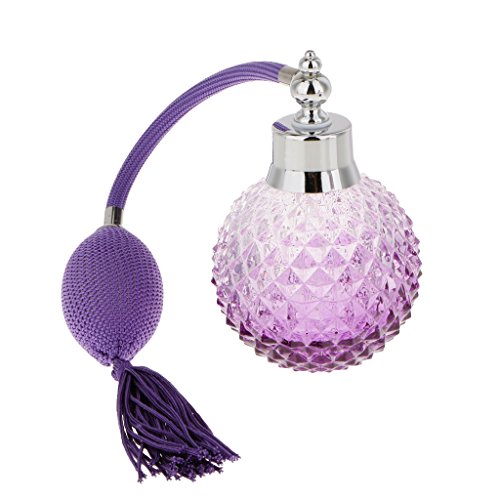 Accesorios Decorativos Botella Perfume Cristal Vidrio con Tubos Atomizador Aerosol Retornables - Púrpura