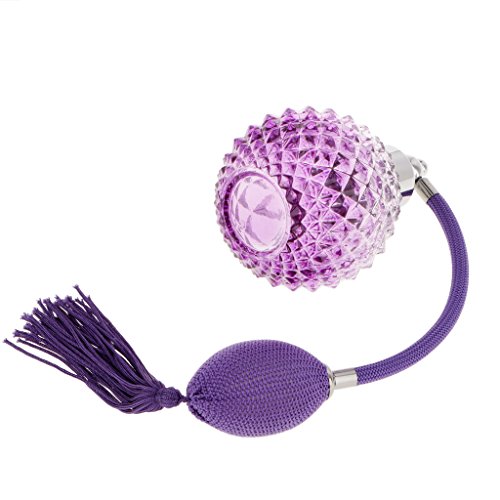 Accesorios Decorativos Botella Perfume Cristal Vidrio con Tubos Atomizador Aerosol Retornables - Púrpura