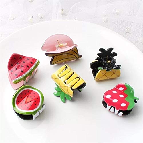 Accesorios para el cabello 5pcs Clips Tipo Fruta Garra Del Pelo 5 Estilos Garra Del Pelo Del Clip De La Abrazadera De Acrílico Clips De Mandíbula De Pelo For Niñas Y Mujeres ( Color : Multicolor )