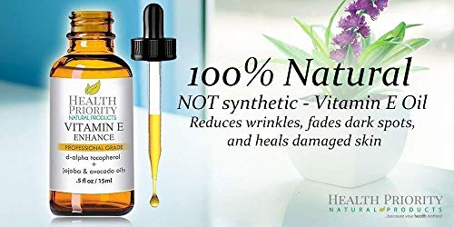 Aceite 100% natural y orgánico de vitamina E para la cara y la piel - 15,000/30,000 IU - Reduce las arrugas y aclara las manchas oscuras, dejando la piel más joven. Aceite no demasiado denso, infundido con aceite de jojoba y aguacate, la piel queda suave 