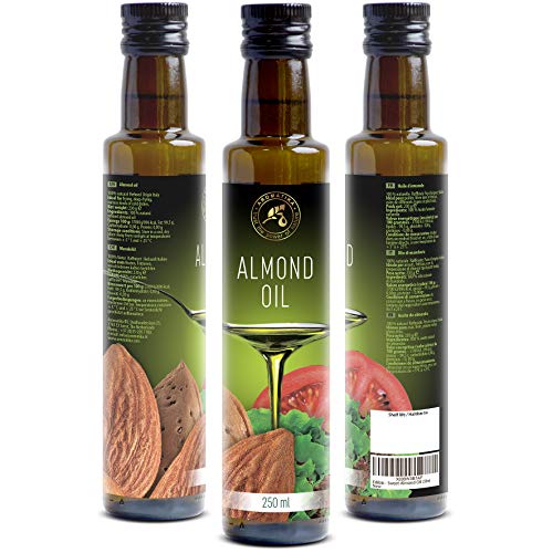 Aceite de Almendras Dulces 250ml - Refinado - Italia - 100% Puro y Natural - Aceite de Almendra Comestible Natural los Mejores Beneficios para Cocinar - Botella de vidrio - Almond Oil