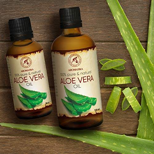 Aceite de Aloe Vera 2x100ml - Aloe Barbadensis - Brasil - 100% Natural 200ml - Botella de Cristal - Cuidado Intensivo para el Rostro - Cuerpo - Masaje - Cosmético para el Cuidado Corporal