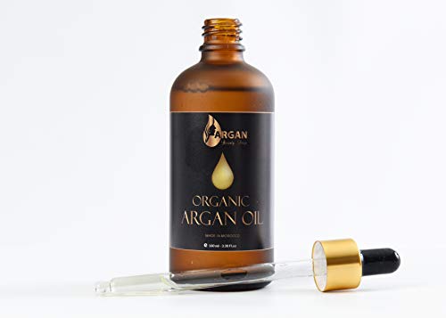 Aceite de argán de oro puro 100 ml / Triple filtrado y purificado / Prensado en frío y orgánico / El aceite de argán marroquí más fino y puro para cabello / cara / cuerpo y uñas