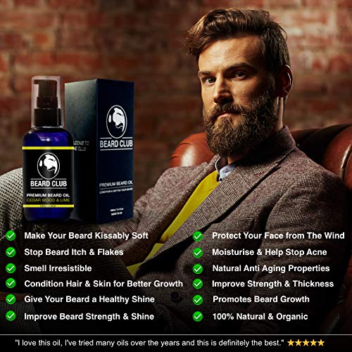 Aceite de Barba Perfumado Premium - Cedar Wood & Lime 100ml | Deja tu Barba Suave, Sin Picor y Sin Escamas, Ayuda a su Crecimiento | Acondicionador Para Hombre Potente 100% Natural Para Barba