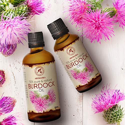 Aceite de Bardana 100ml - Arctium Lappa Root - 100% Puro & Natural - Mejor Aceite para el Cabello - Piel - Rostro - Cuidado Corporal - Botella de Vidrio - Aceite de Semilla de Bardana