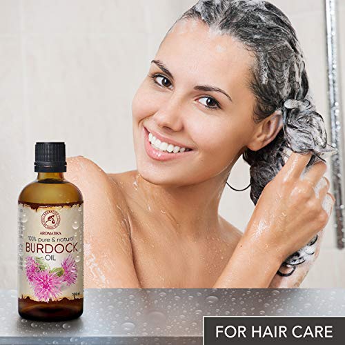 Aceite de Bardana 100ml - Arctium Lappa Root - 100% Puro & Natural - Mejor Aceite para el Cabello - Piel - Rostro - Cuidado Corporal - Botella de Vidrio - Aceite de Semilla de Bardana