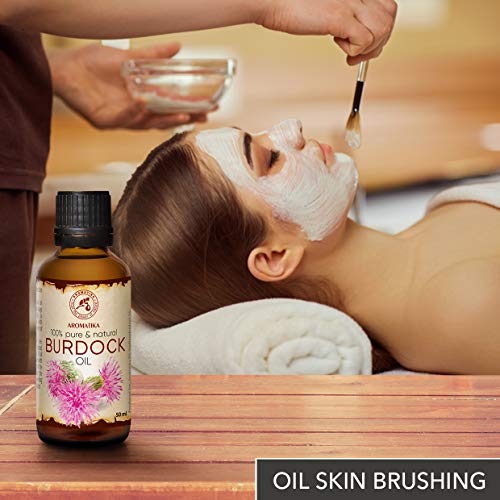 Aceite de Bardana 50ml - Arctium Lappa Root - 100% Puro & Natural - Mejor Aceite para el Cabello - Grandes para la Piel - Rostro - Cuidado Corporal - Botella de Vidrio - Aceite de Semilla de Bardana