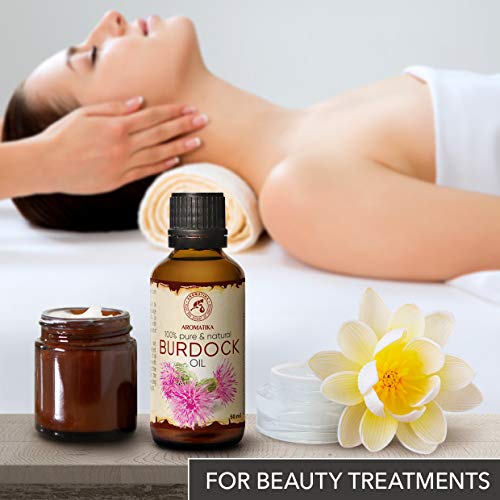 Aceite de Bardana 50ml - Arctium Lappa Root - 100% Puro & Natural - Mejor Aceite para el Cabello - Grandes para la Piel - Rostro - Cuidado Corporal - Botella de Vidrio - Aceite de Semilla de Bardana