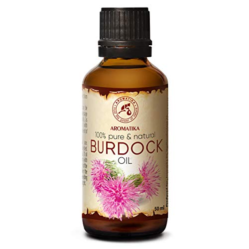 Aceite de Bardana 50ml - Arctium Lappa Root - 100% Puro & Natural - Mejor Aceite para el Cabello - Grandes para la Piel - Rostro - Cuidado Corporal - Botella de Vidrio - Aceite de Semilla de Bardana