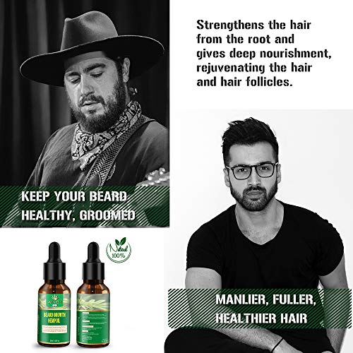 Aceite de cáñamo natural para barba para el crecimiento de la barba, con aceite de jojoba infundido, aceite de cedro, aceite de macadamia que promueve el crecimiento de la barba, condiciones