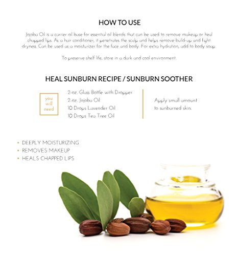 Aceite de jojoba 100 % orgánico, 120 ml, extraído de forma natural y prensado en frío, sin refinar, hidratante para la cara, pelo, piel, uñas, cutículas, estrías y pieles sensibles, de ArtNaturals