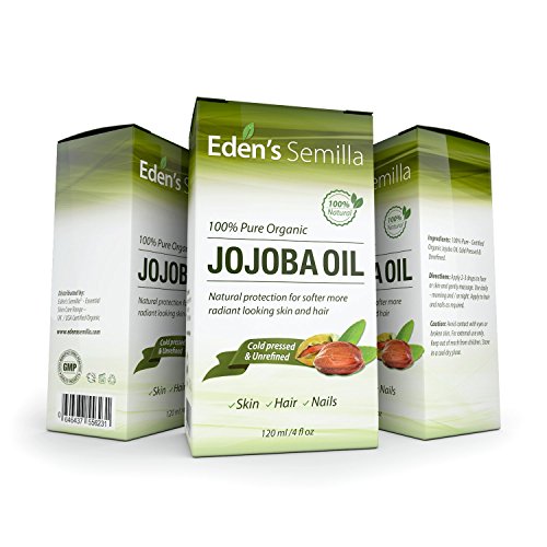 Aceite de Jojoba 100% puro - 120ml - orgánico certificado - El mejor aceite nutritivo natural para una piel radiante, cabello suave como la seda y uñas fuertes - Ideal para pieles sensibles - Protección total de día y de noche - Prensado en frío y sin ref