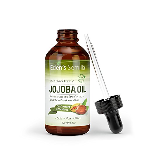 Aceite de Jojoba 100% puro - 120ml - orgánico certificado - El mejor aceite nutritivo natural para una piel radiante, cabello suave como la seda y uñas fuertes - Ideal para pieles sensibles - Protección total de día y de noche - Prensado en frío y sin ref