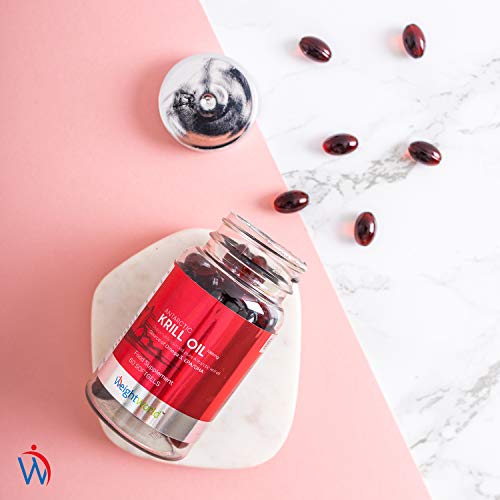 Aceite de Krill 1000 mg | Ácidos Grasos Omega 3, EPA y DHA, Apoya Salud Articulaciones, Cerebro y Piel | Concentración y Memoria Potente Antioxidante Con Astaxantina Natural, 60 Cápsulas