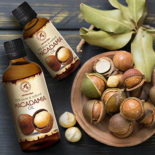 Aceite de Macadamia 100ml - Macadamia Integrifolia - Suráfrica - 100% Puro y Natural - Botella de Vidrio - Cuidado Intensivo para el Rostro - Cuerpo - Cabello - Piel - Masaje - Cosmético