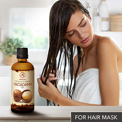 Aceite de Macadamia 100ml - Macadamia Integrifolia - Suráfrica - 100% Puro y Natural - Botella de Vidrio - Cuidado Intensivo para el Rostro - Cuerpo - Cabello - Piel - Masaje - Cosmético