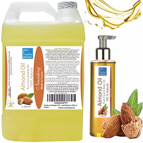 Aceite de Masaje Antiedad Nutritivo Reparador de Almendras Dulces ● El mejor Hidratante Natural ● Aceite Portador Anticelulitico Antiestrias ● Tonifica y Suaviza la Piel Seca ● 100% Puro - bleumarine Bretania 2000 ml