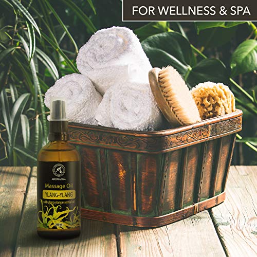 Aceite de Masaje Ylang 100ml - 100% Natural con Aceite de Semilla de Almendra y Uva - Aceites Esenciales de Ylang-Ylang y Jazmín - Cosméticos Naturales con Maravilloso Aroma