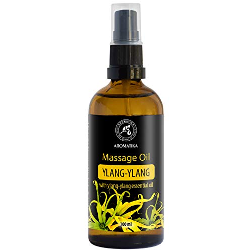 Aceite de Masaje Ylang 100ml - 100% Natural con Aceite de Semilla de Almendra y Uva - Aceites Esenciales de Ylang-Ylang y Jazmín - Cosméticos Naturales con Maravilloso Aroma
