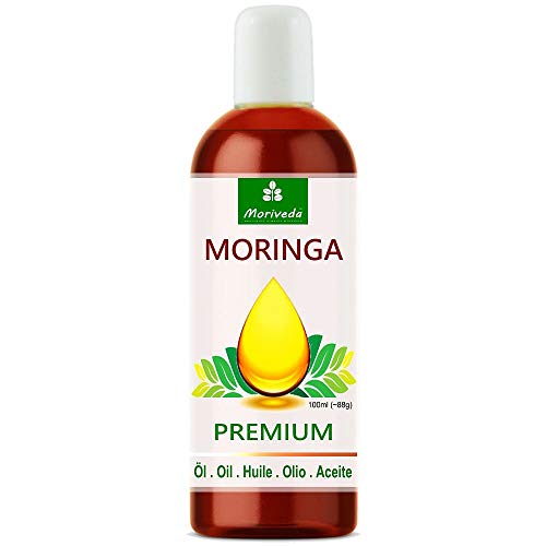 Aceite de Moringa Premium de MoriVeda, prensado en frío a partir de semillas de alta calidad. Calidad 100% Oleifera. Cuidado de la piel, Cuidado del cabello, Antienvejecimiento, Aceite comestible