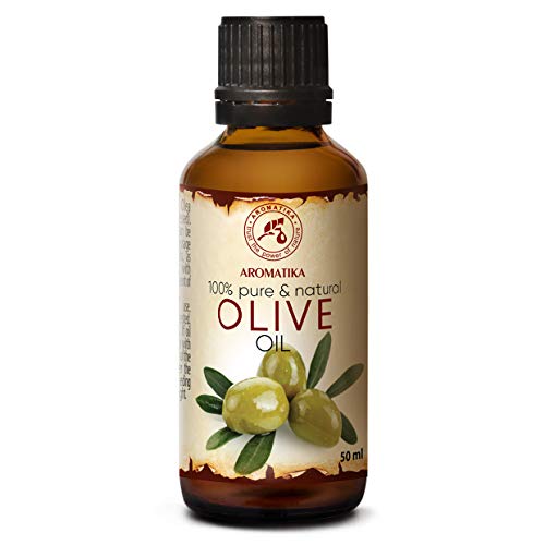 Aceite de Oliva 50ml - Olea Europaea Fruit Oil - España - Presión en Frío - 100% Puro y Natural - Botella de Vidrio - Cuidado Intensivo para el Rostro - Cabello - Cuidado Corporal